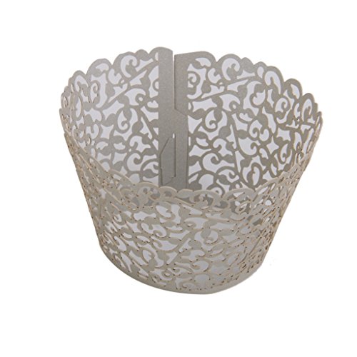 50pcs Cirrusform Dekor Kuchen Cupcake Törtchen Wrapper Verpackung – Silbergrau - 8