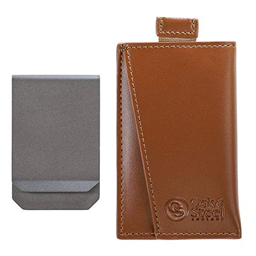 RFID Cartera de Tarjeta de Cuero Genuino - con Clip para Billetes, Pinzas de Dinero Extraíble - Soporte de Tarjeta de Crédito Antirrobo - Bloqueo Seguridad RFID- Regalo Navidad Hombres| Caja Regalo