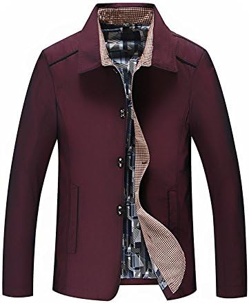 DYF Coat Jacket Big size Lapel Long sleeve Single row buckle Solid Color,Wine Red,6XL