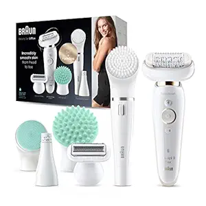 Braun Epilator Silk-?pil 9 Flex 9-300 Beauty Set, Facial Hair Removal for Women, Shaver & Trimmer, Cordless, Rechareable, Wet & Dry, FaceSpa