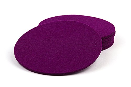 NordernArt Filzuntersetzer rund natur Wollfilz 6er Set 10cm, Farbe wählbar, edle Glas-Untersetzer für Gläser, Tassen und Getränkeuntersetzer auf Tisch, Bar mit Geschenk-Box (lila) - 2