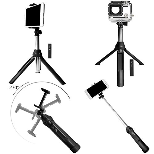 Selfie Stangen, PEYOU [3 in 1]Pocket Bluetooth Selfie Erweiterbar Stick mit Stativ und abnehmbarer Bluetooth Fernbedienung fÃ¼r Gopro Kamera, iPhone, Samsung Galaxy & Smartphone unter 6 zoll