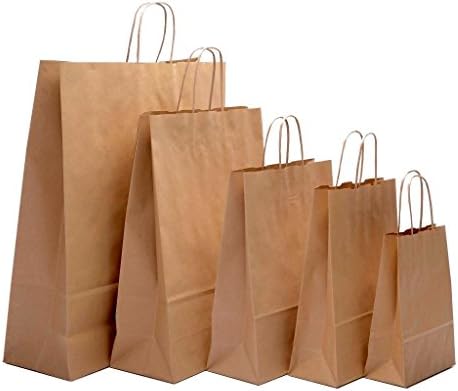 100 x Brown Kraft Twisted Handle Paper Carrier Bags (Extra Large - 440x140x500mm)