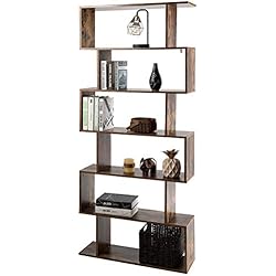 COSTWAY Bibliothèque Étagère pour Livres Étagère de Rangement en Bois de 6 Niveaux Contemporaine 80x23x192cm (Café)