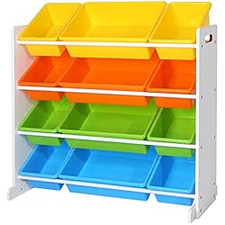 SONGMICS Étagère pour Jouets Enfants, Meuble de Rangement, Casiers Amovibles, Cadre Blanc GKR04W