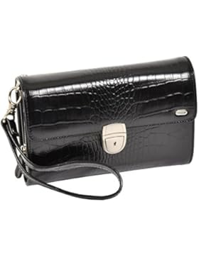Echtes Leder Croc Druck Handgelenk Unterarmtasche Wristlet Geldbeutel Rory Schwarz