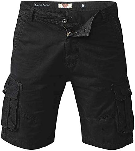 DUKE D555 Knee Length Deep Leg Pocket Cargo Combat Utility Cotton Shorts-Black-42
