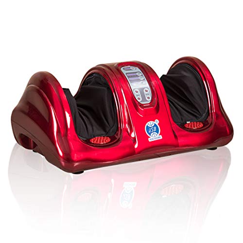 JSB HF68 Foot Massager Machine for Calf Pain Relief with Heat (Red)