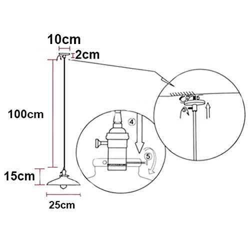 Industrie Retro Kronleuchter Installation Während Lampenschirm Restaurant Dekor Shade(Schraubsockel E27,gerade Lampenschirm,keine Glühbirnen) – Schwarz-Weiss - 5