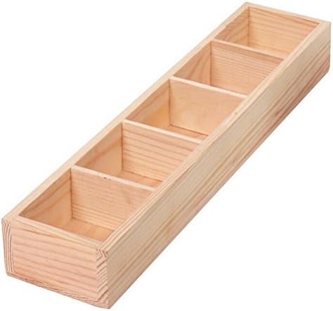 AmgateEu Wooden Succulents 5-Sectioned Tray Rectangular Planter