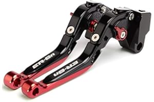 YP YUANPEI Leviers d'embrayage de frein repliables Pour ER-6N ER 6N 2009-2012 Leviers extensibles en aluminium Accessoires moto(Noir+rouge)