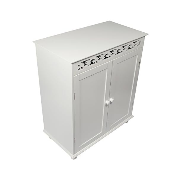woodluv MDF Fretwork Double Door Freestanding Storage Cabinet Furniture-White, Wood, 65x35x76 cm - Image 5