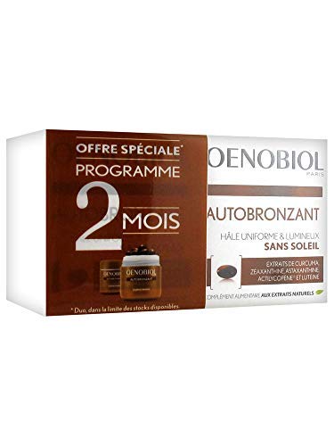 Oenobiol - Autobronzant - Hale Intense & Uniforme sans Soleil - Formule Renforcee - Complement Alimentaire Aux Extraits Naturels - Lot de 2x30 capsules - 2x16.5 g