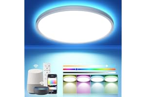 OTREN Lampa sufitowa Led 36 W z funkcją ściemniania, lampa oświetleniowa z podświetleniem RGB, płaski okrągły plafon z pilotem do sypialni, salonu, kuchni, łazienki, IP44, średnica 30 cm