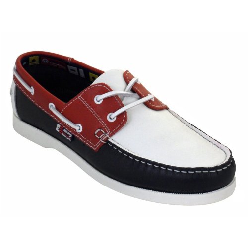 Beppi Ladies Portuguese Made Leather Deck Shoes Red/White/Blue, Red/White/Blue, 8 UK