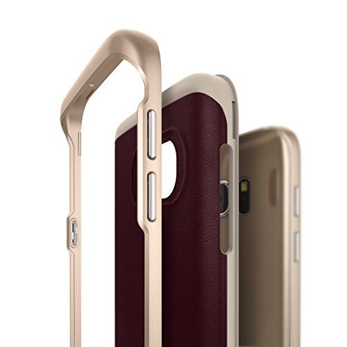 Caseology Funda Galaxy S7   Serie Envoy  Fina Piel de PU Proteccion de Doble Capa Cubierta de Lujo  Borgona - Burgundy  para el Samsung S7  2016 