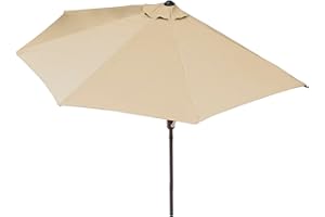 EASYmaxx Sonnenschirm halbrund | 270 x 140 x 235 cm | für Balkon und Terrasse | passgenau für Wände | mit praktischer Handkurbel und Sonnenschutz UV-Schutz 40+ | spendet Schatten