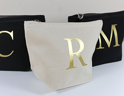 Personalised Make Up Bag, Accessory Bag, Canvas Bag ANY LETTER - Cotton Canvas Bag The perfect personalised Gift for any occasion, Christmas, Birthdays, Wedding Favours Unisex, Christmas Gift (White Bag)