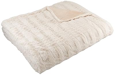 AmazonBasics Couvre-lit en imitation fourrure, 150 x 200 cm, Ivoire