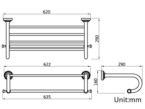 Weare Home Kupfer Badtuchhalter Handtuchhalter Geschnitzt, für Küche Retro Solide Klassic mit Ablage Bronze Beschichtung Wandmontage Haltbar Badzubehör Badaccessoires Dekor für Küche - 7