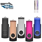 5Pack 4GB USB 2.0 Thumb Flash Drives Swivel Design Pen Memory Stick Fold Storage (Mixed Color With Lanyard)