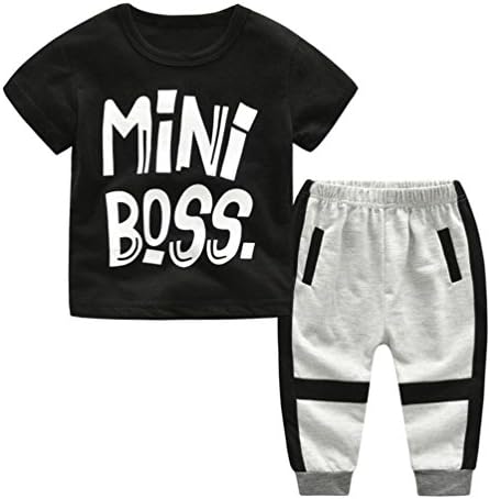 Elecenty Toddler Kids Boys Girl T shirt Tops+Camouflage Pants,Summer Cheap School Letter Print Outfits Clothing Set (24 Month, Black)
