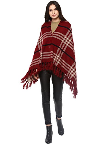 Cayman Women Maroon Patterned Poncho Sweater RS.1147 (50.00% Off) - Amazon