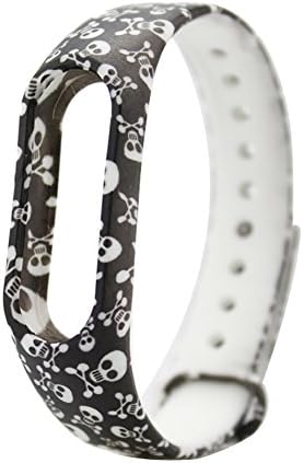 Yins Camouflage Silicone Wrist Strap + Screen Thin Protective Film Sets, Smart Bracelet Spare/Replacement Smartband for Xiaomi Mi band 2 - Skull