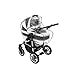 Combi Pushchair X6 – 3 in 1 Combi Pushchair Buggy Black/Black/White Pattern