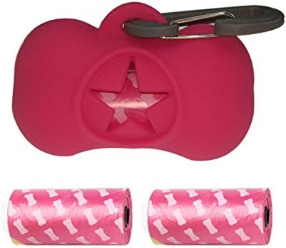 SHOWHAS Pet Pickup Support for Garbage Bag, Dog Waste Bag Go Out for Good Partners (60 bags) (L with Dispenser, pink)