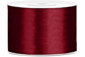 JAOW Ruban Satin Polyester Noeud et Emballage Cadeau 6/12/25/38/50/100mm x 25m (Taille 38mm x 25m - Couleur Bordeaux)