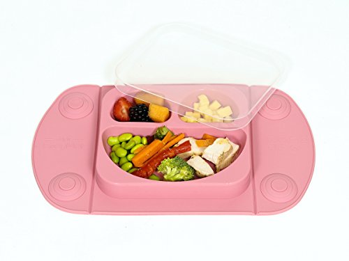 Mini easymat® für Hochstuhl und Travel Füttern. Tragbar Baby Saugnapf Teller & Tisch-Sets in 1 mit Deckel, klappbarer Seiten & Carry Fall. Kleine Sektionaltor Baby Teller perfekt für Baby Abstillen Alter 6 Monat + von Tots R Us - 2