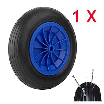 Miafamily PU Rad 3.50-8 Roue en caoutchouc pour pneus de brouette universel 80 kg Charge maximale 356 x 80 mm, 1 PCS