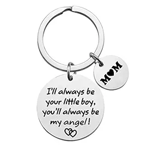 Mother?s Day Gift, Mom Gift from Son for Birthday, Ill Always Be Your Little Boy, You Will Always Be My Angel Keychain for Mom Christmas Thanksgiving Valentines Day Present