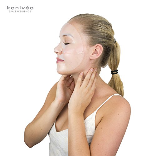 Premium Tuchmasken mit Dermatest-Note „Sehr Gut“. Vliesmasken Sheet Mask mit Hyaluron und Algenextrakten für Strahlend Schöne Haut von Konivéo. Gesicht Masken aus Tuch 100% Parabenfrei (2er Spar-Set) - 3