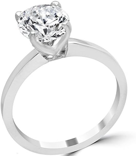 1.69 carat E-F colour SI3-I1 clarity Round cut certified engagement ring set in 14 karat solid white gold