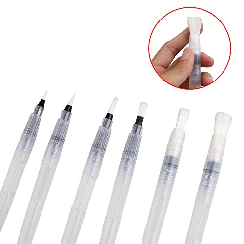 Wasserpinsel, Wassertank Pinsel, Aquarell Kunst Stifte, 3 Stück Flachpinsel Tip Set (Weiß)