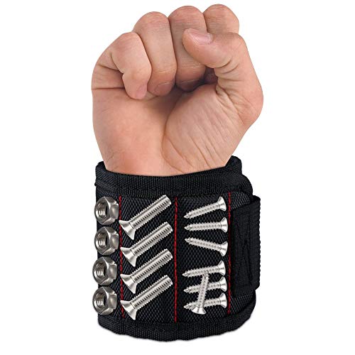 Braccialetto magnetico con 5 potenti magneti per tenere tutte le viti o strumenti in metallo - chiodi, aghi, viti, gadget, bulloni, strumenti artigianali di bricolage