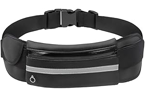 GUTEINTE Sac Banane de Sport Running pour Homme et Femme – Étui Sport Ceinture avec Porte-bidon – pour Portefeuille clés Porte-téléphone iPhone 12/13PRO Max, Sangle réglable, Noir