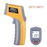 Tacklife IT-T02 Classique Thermomètre Infrarouge Sans Contact Laser de -50°C à 380°C Infrarouge Thermomètre Numérique avec Ecran LCD Rétroéclairé Garantie 24 Mois Pile Fournie Jaune
