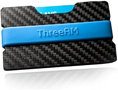 ThreeAM Wallet Series Carbon Slim Minimalistic Front Pocket Small Money Credit Card Holder Clip For Men Women (Blue)