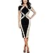 Produktbild Pack Hüfte Bleistiftkleid Damen, DoraMe Frauen 2018 Neue Stitching Slim Stretch Minikleid Mode Sommer Kleid Bodycon Kurzarm Business Party Kleid Rundhals Abend Kleid (Beige, Asien Größe L)