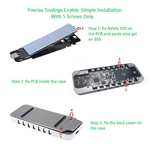 Adwits USB 3 1 UASP a PCIe NVMe M 2 2230 2242 2260 2280 SSD de Alto Rendimiento Adaptador  Carcasa de Caja Externa para WD Black  Samsung 960 970 EVO Pro Unidad de Estado s  lido y m  s  Gris Oscuro