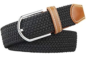 electromax Men Belts, Elastic Braided Stretch Belt with Covered Leather Buckle, for Men's Jeans, Trouser Belts