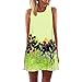 Produktbild iYmitz Damen Sommer Vintage Boho Ärmelloses Sommerstrand Gedruckt Kurzes T-Shirt Minikleid Blumenkleid Trägerlose Tops(Gelb-b1,EU-38/CN-M)