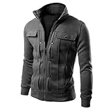Manadlian Mode Herren Slim Entworfen Revers Cardigan Mantel Jacke Herbstjacke Retro Lange Ärmel Sweatshirt Oberteile Jacke Mantel Outwear