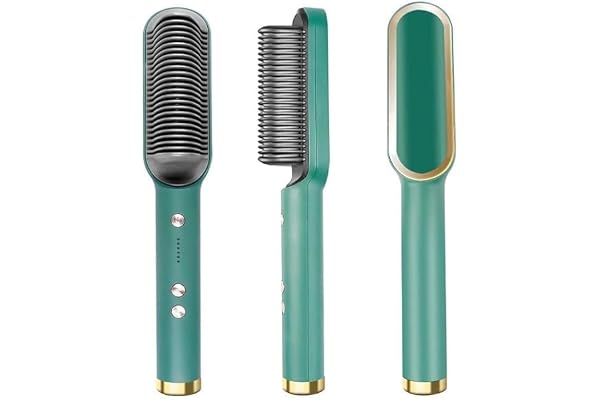 ANGENIL 2in1 Ceramic Hair Straightening Brush, Hair Straightener for Woman, Electric Hair Brush Straightener Comb for Smooth, Silky Hair - Straightener Brush with 30s Heating, 5 Heat Settings (Multicolored)