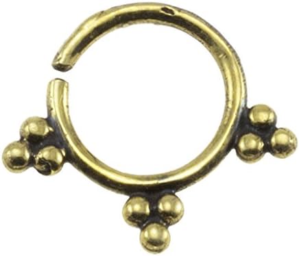 Brass Indian Beads Design 18G Septum Ring - 7mm (0.3") Inner Hoop with Adjustable Opening - Street Habit Jewelry