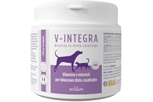 V-INTEGRA Renal Cani e Gatti (Renal Perros y Gatos) - Suplemento Completo Rico en vitaminas y minerales para la Dieta casera de Perros y Gatos Que Requieren Restricción de Fósforo - Made in Italy