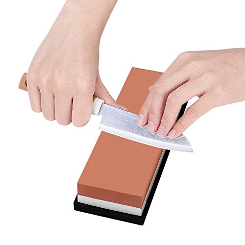 IDEALEBEN Wetzstein Schleifstein mit zweiseitige Körnung 3000/8000 mit Anti-Rutsch Silikon Halterung - 5